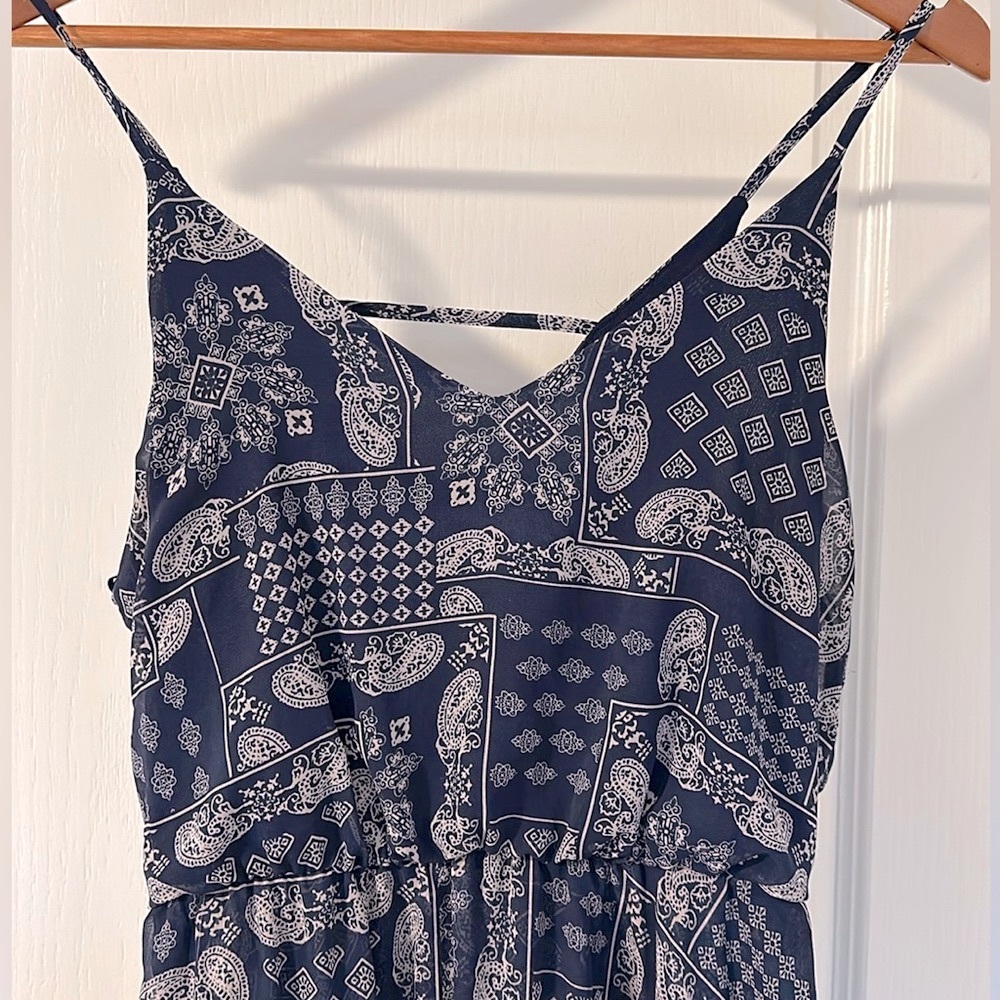 Sienna Sky Maxi Chiffon Faux Wrapped Lined Blue Dress
